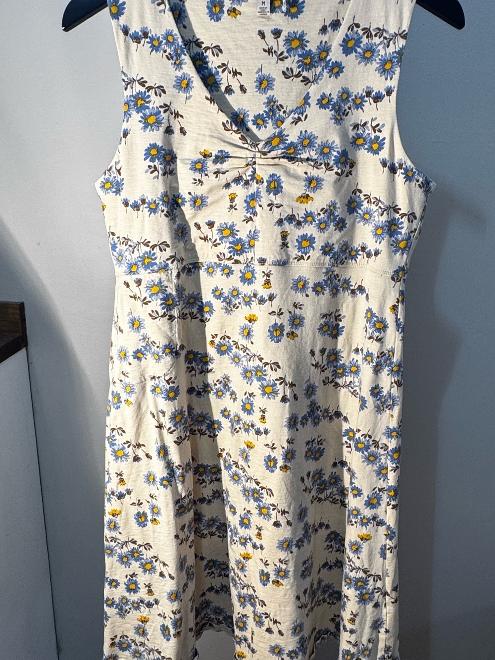 Toad&Co Medium Blue Daisy Floral Sleeveless Knit Dress Organic